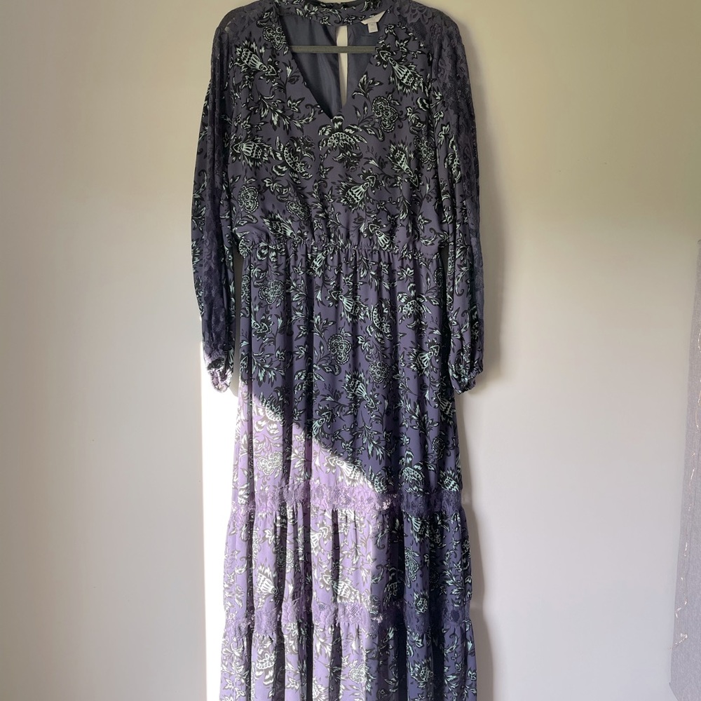 Never Worn Long Floral V Neck Dress